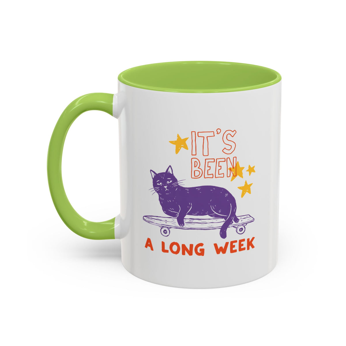 “It’s Been a Long Week” Cat on Skateboard Coffee Mug