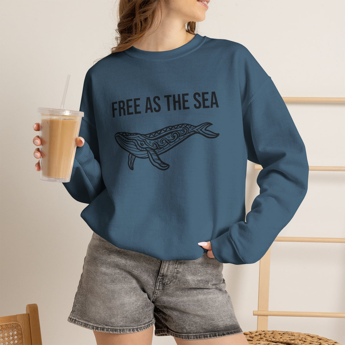Free As The Sea Whale Sweatshirt – Tribal Ocean Design