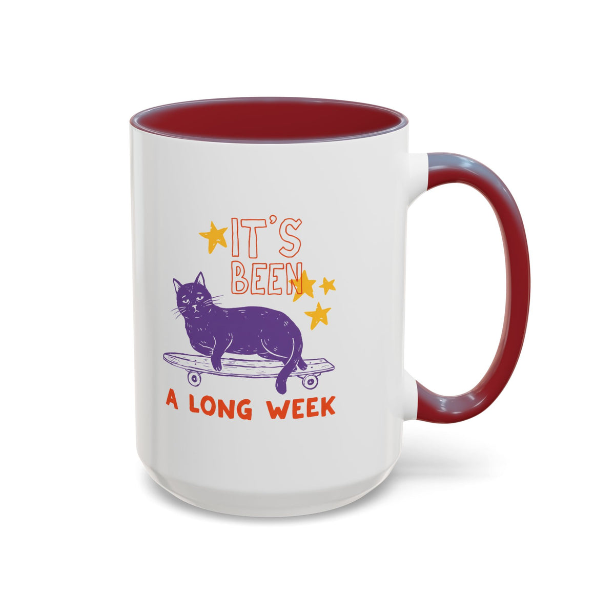 “It’s Been a Long Week” Cat on Skateboard Coffee Mug