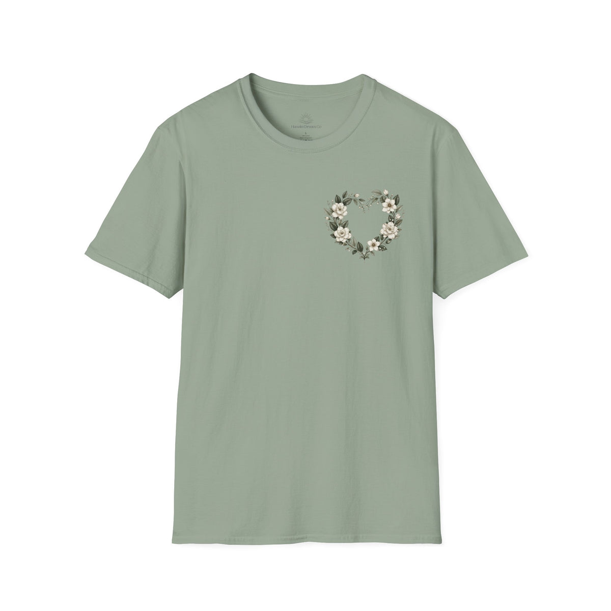 Gardenia Heart Floral Wreath T-Shirt – Botanical