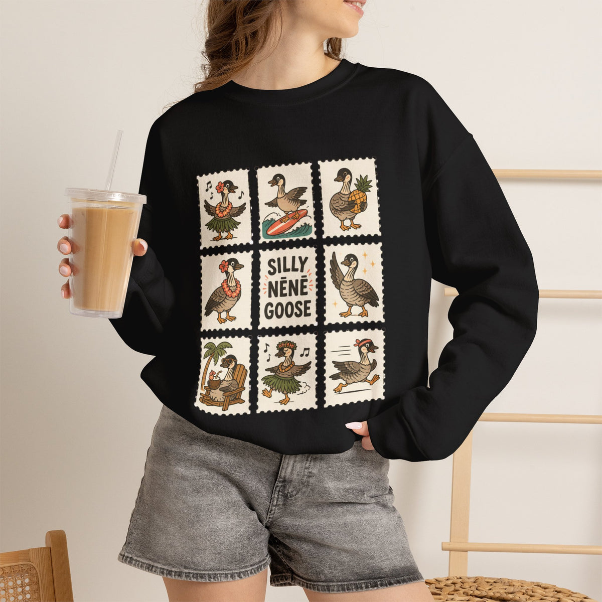 Silly Nēnē Goose Stamp Crewneck – Vintage Hawaiian