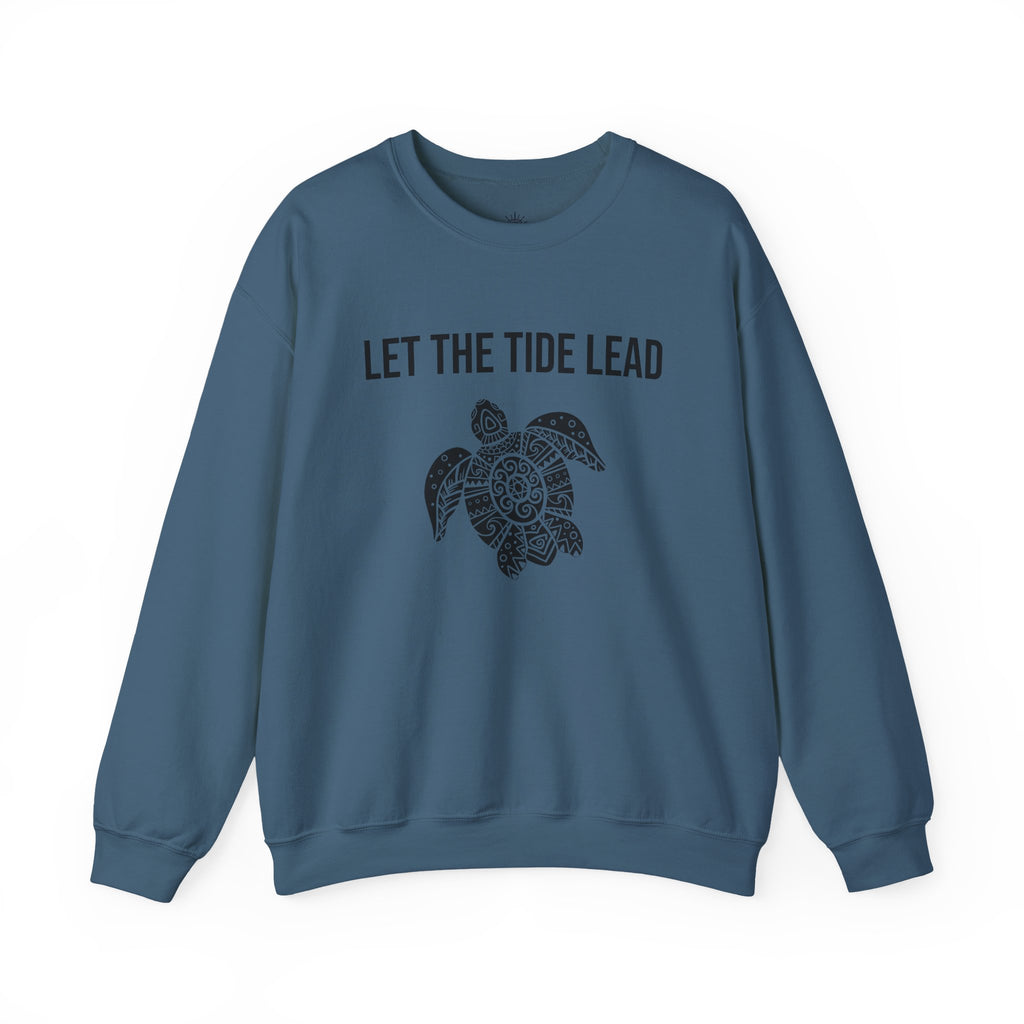 Turtle Crewneck Sweatshirt — "Let the Tide Lead" Coastal Graphic