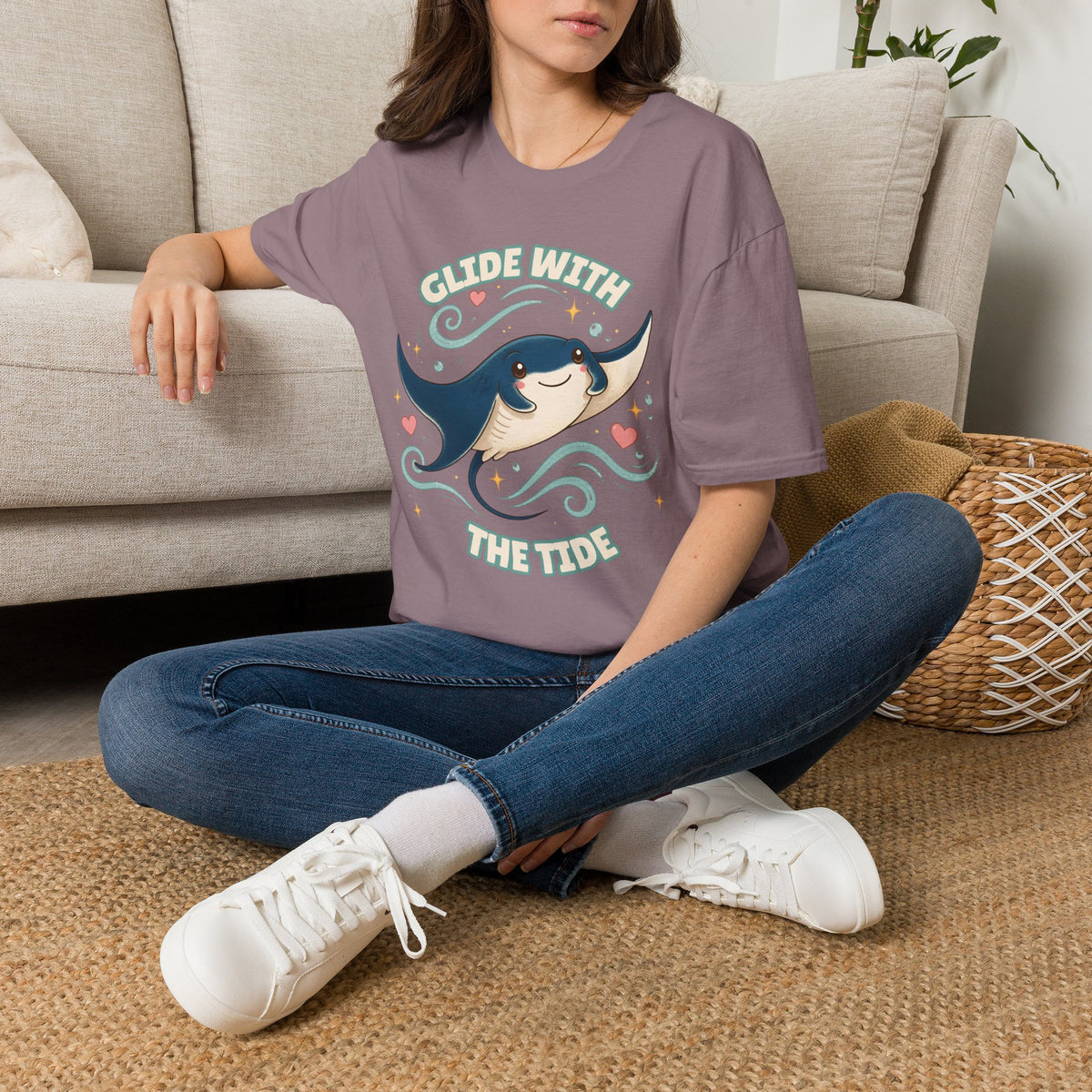 Manta Ray T-Shirt, Glide With the Tide Ocean Graphic