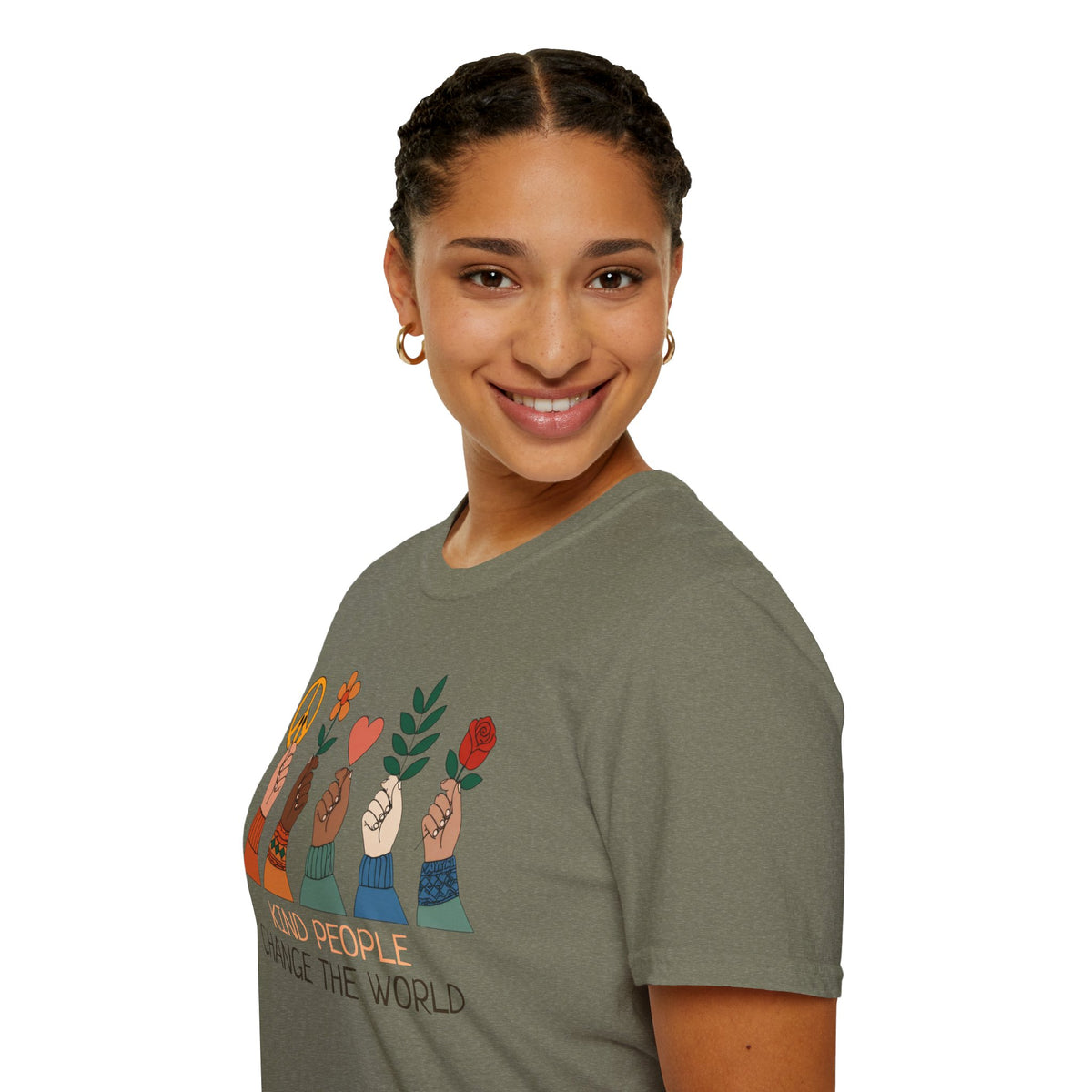 Kind People Change the World T-Shirt | Peace Flower Heart Rose Hands