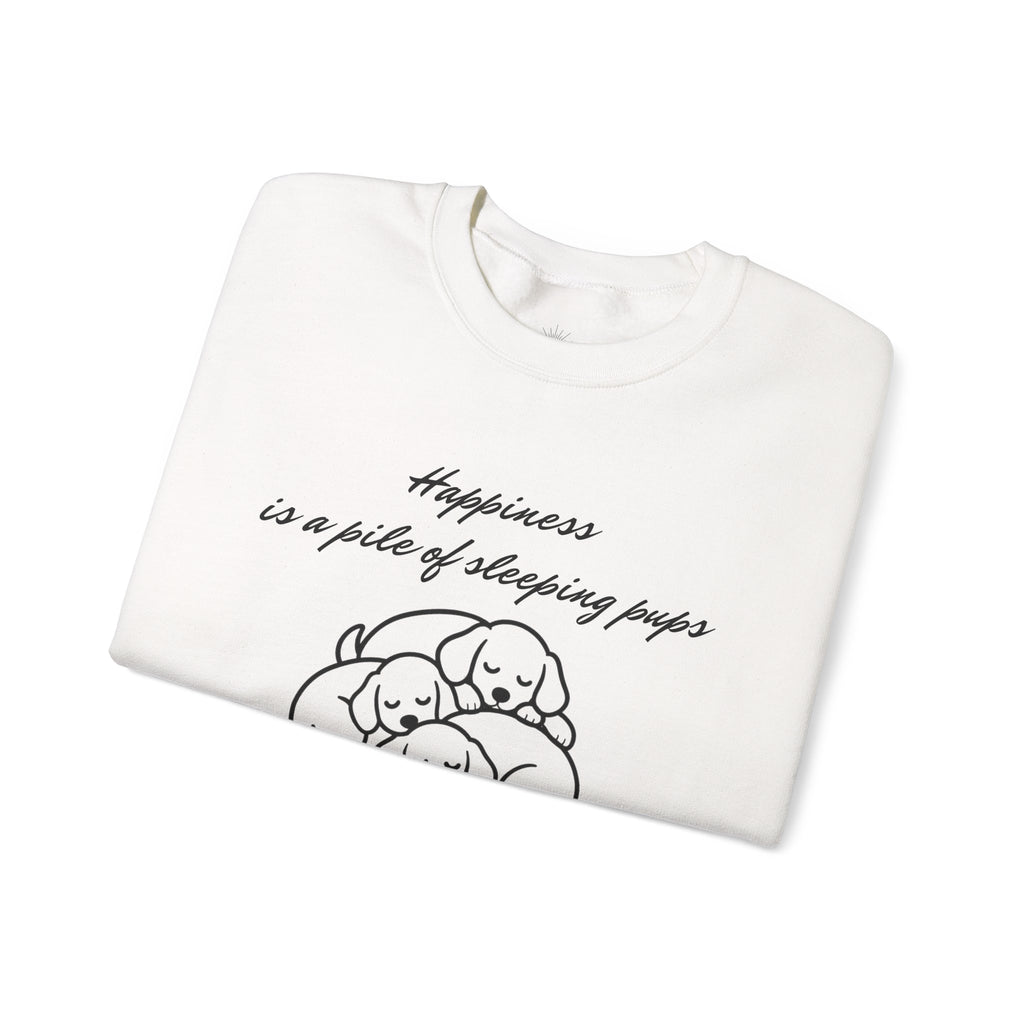 “Happiness Is a Pile of Sleeping Pups” Puppy Crewneck