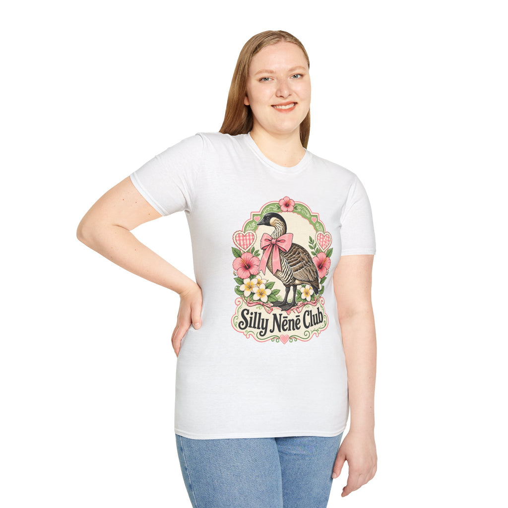 Silly Nēnē Club T-Shirt — Retro Hawaiian Goose Floral