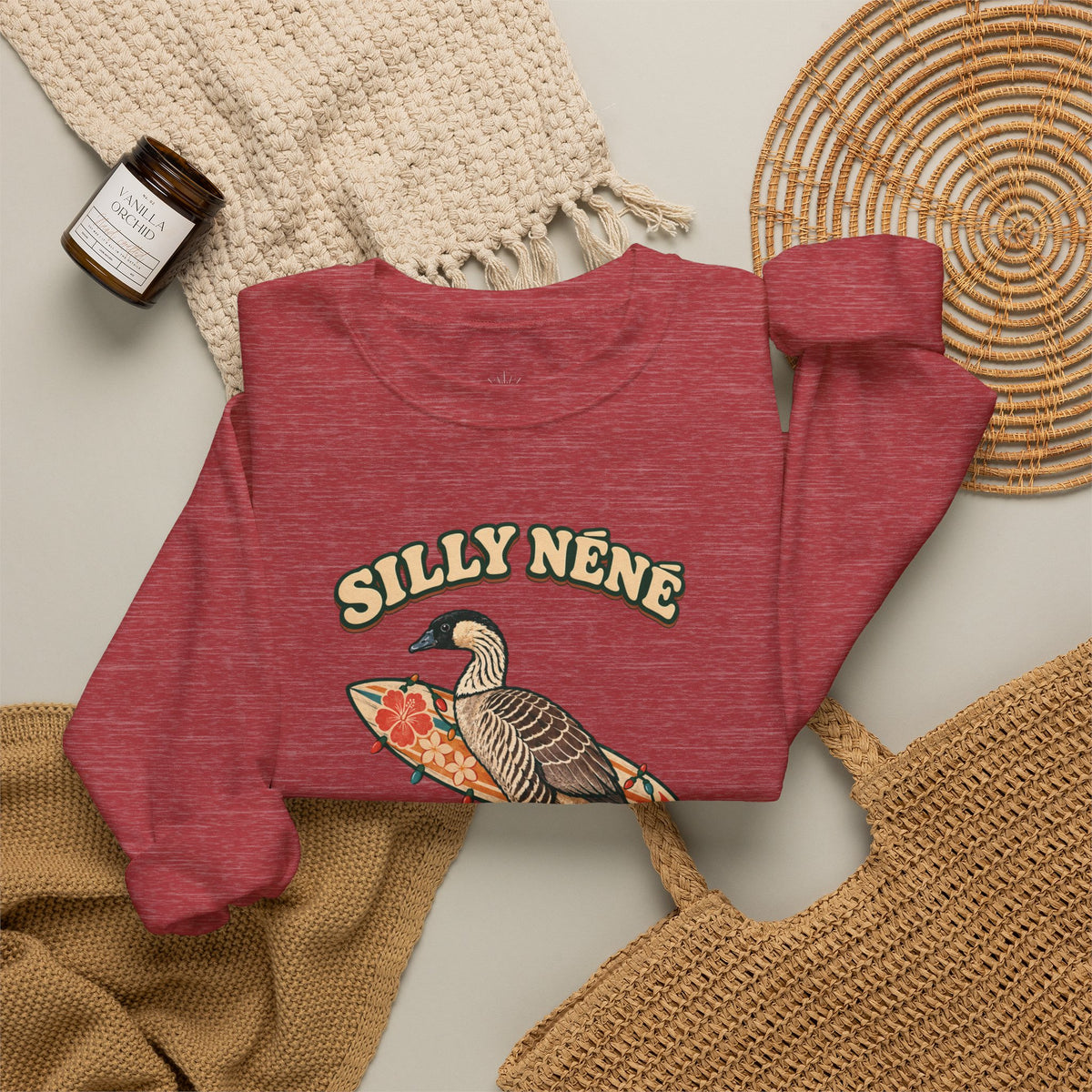 Silly Nēnē Surf Club Christmas Crewneck Sweatshirt – Hawaiian Goose Holiday Sweatshirt