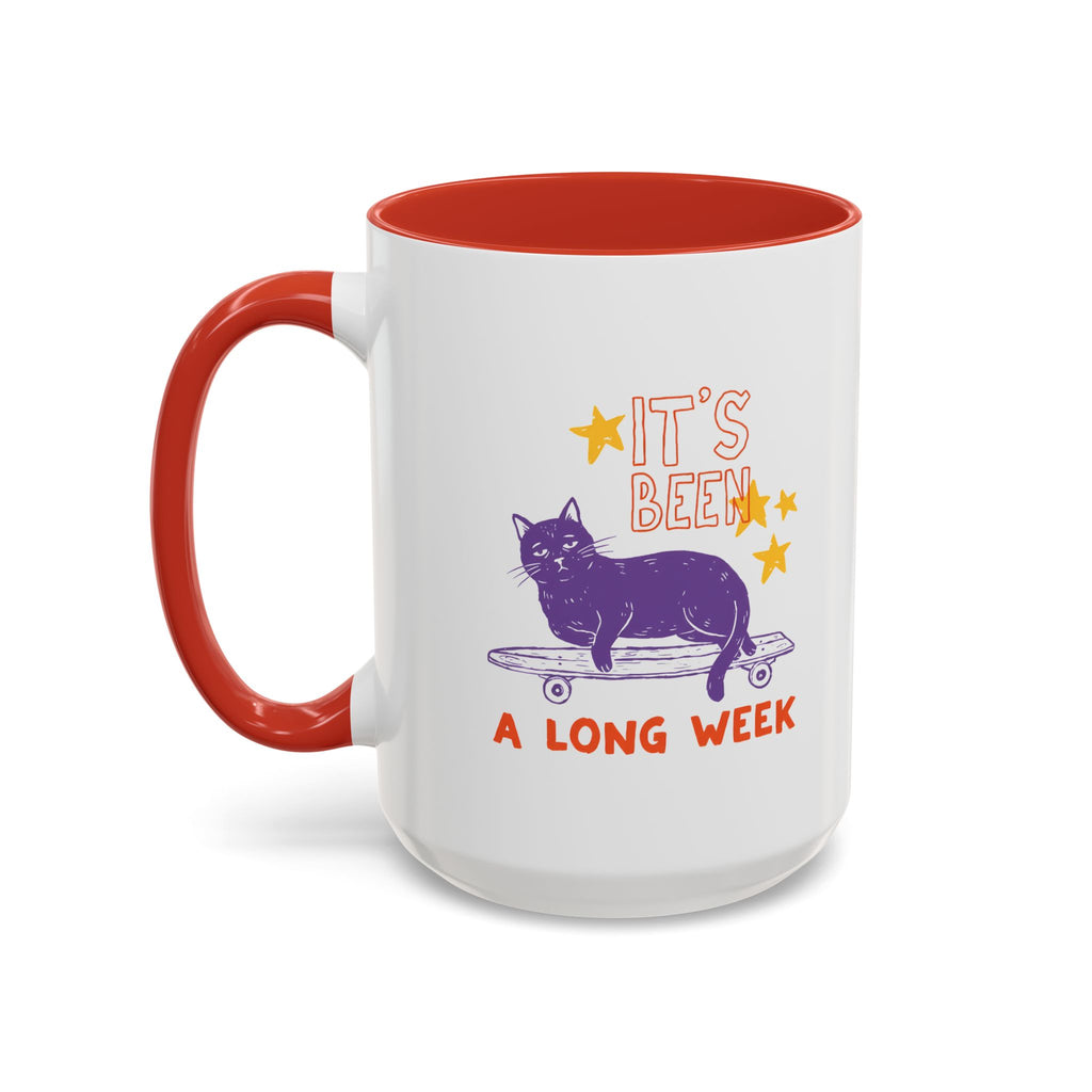 “It’s Been a Long Week” Cat on Skateboard Coffee Mug