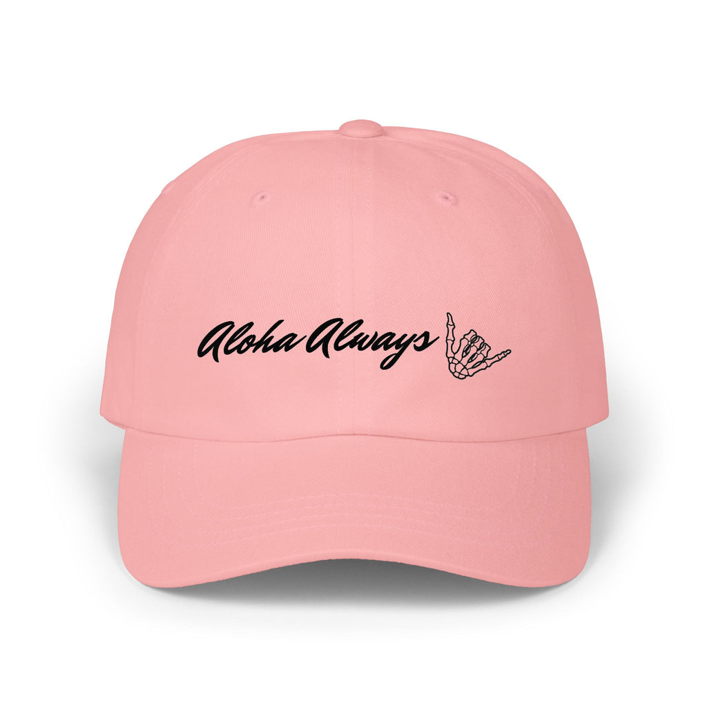 Aloha Always Dad Cap — Hawaiian Skeleton Shaka Hat