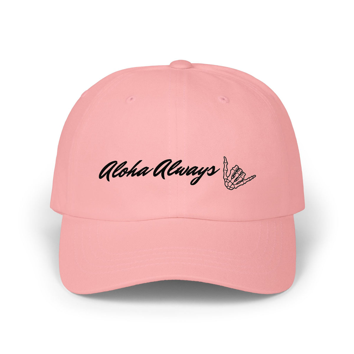 Aloha Always Dad Cap — Hawaiian Skeleton Shaka Hat