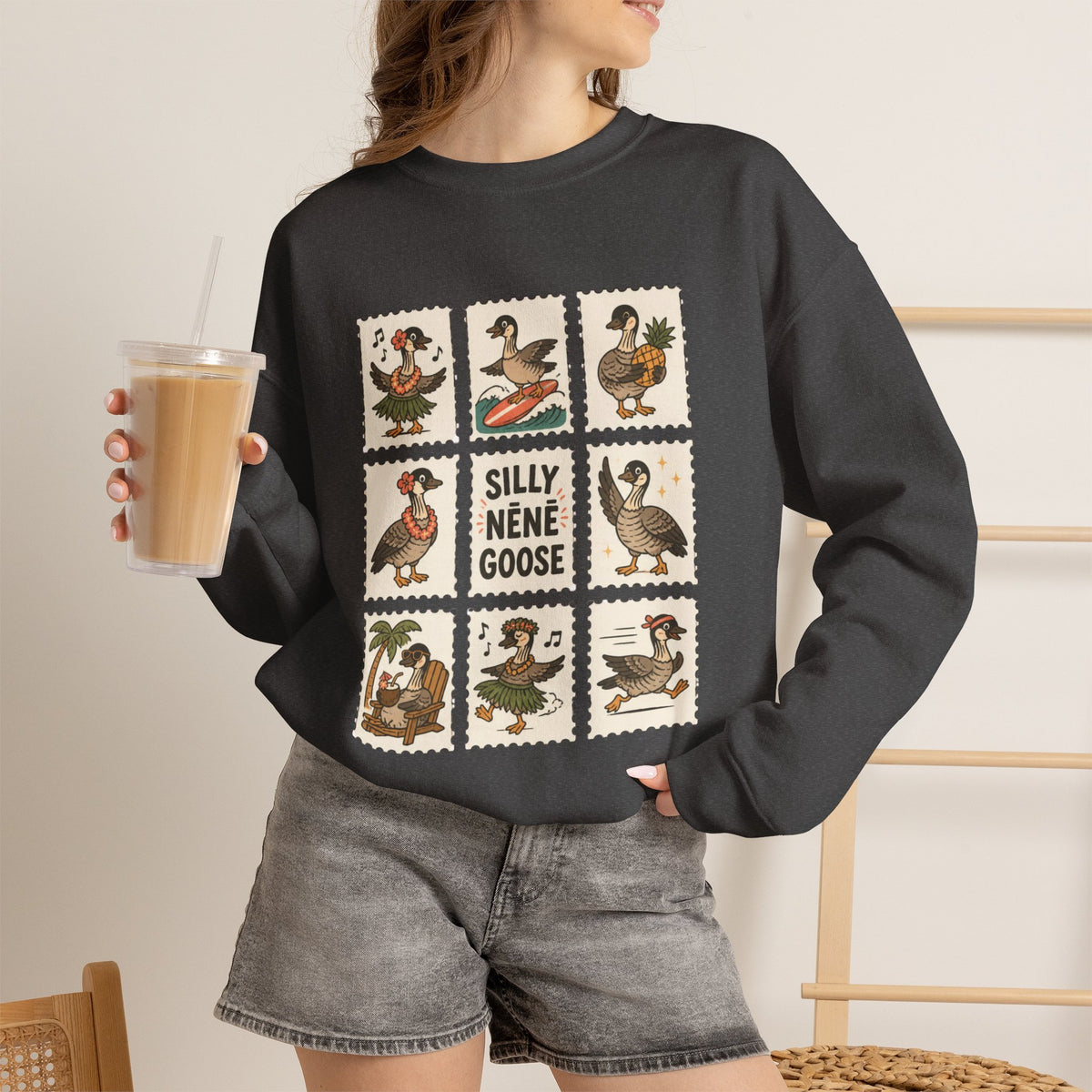 Silly Nēnē Goose Stamp Crewneck – Vintage Hawaiian