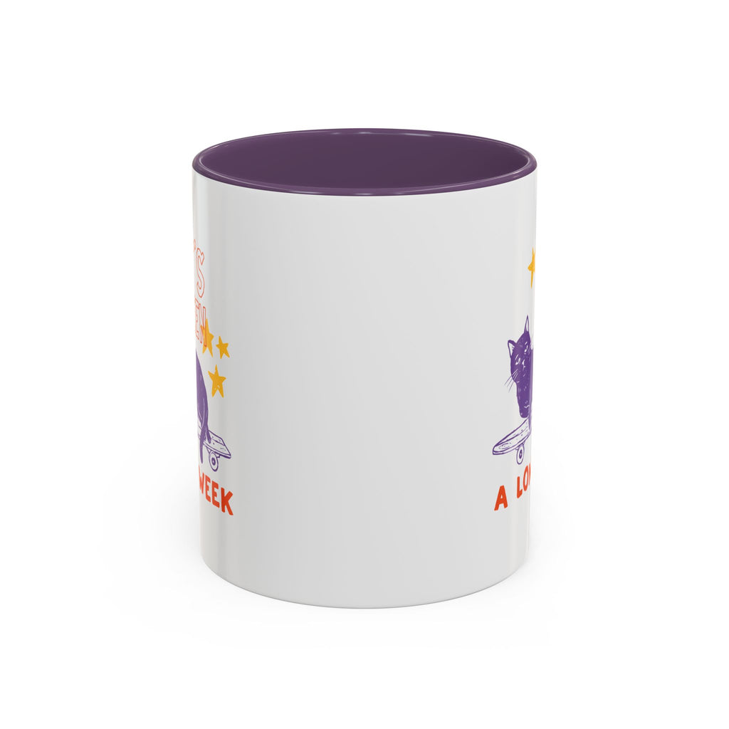 “It’s Been a Long Week” Cat on Skateboard Coffee Mug