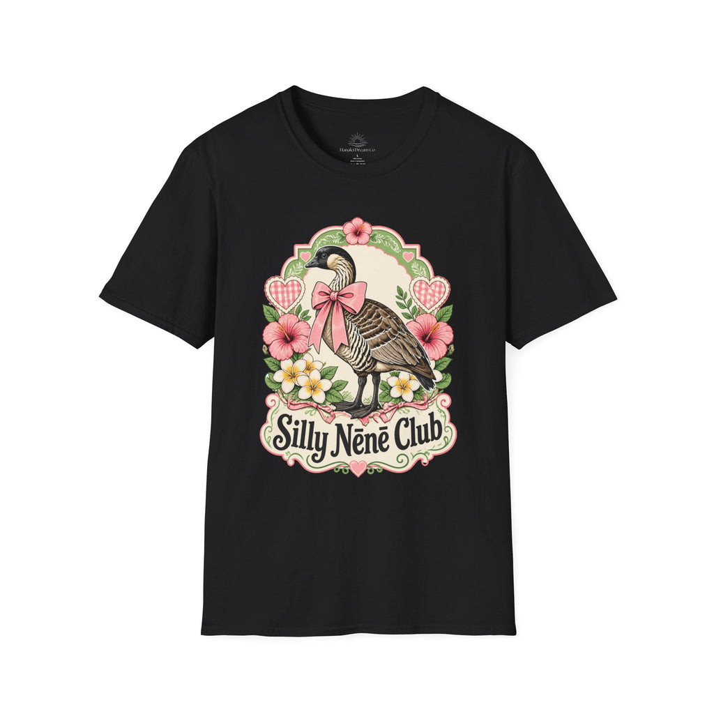 Silly Nēnē Club T-Shirt — Retro Hawaiian Goose Floral