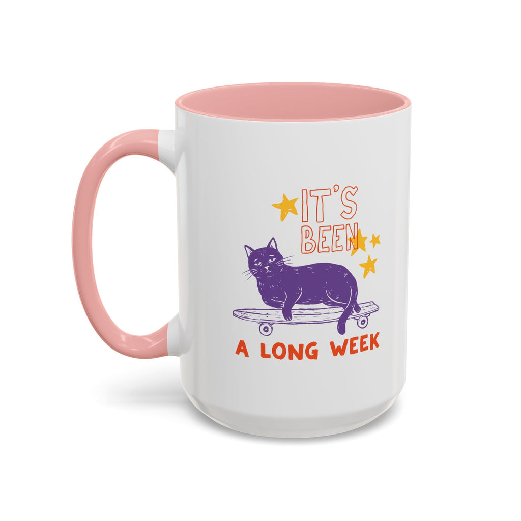 “It’s Been a Long Week” Cat on Skateboard Coffee Mug