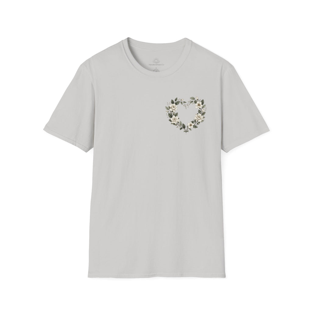 Gardenia Heart Floral Wreath T-Shirt – Botanical