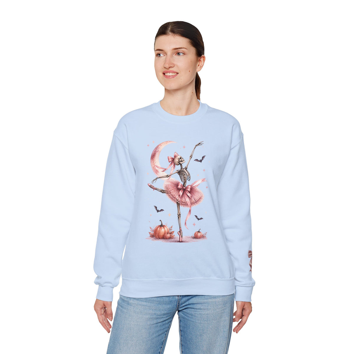 Skeleton Ballerina Ballet Dancer Sweatshirt | Halloween Pumpkin Moon