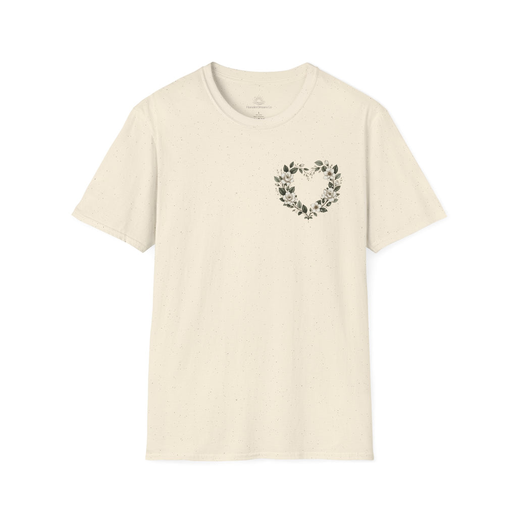 Gardenia Heart Floral Wreath T-Shirt – Botanical