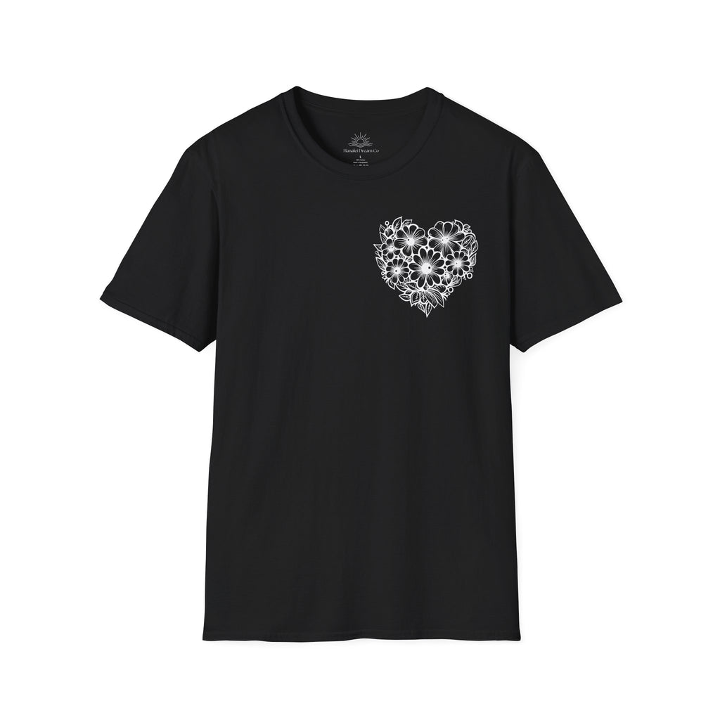 Bloom Kindly Floral Heart T-Shirt – Daisy Line Art