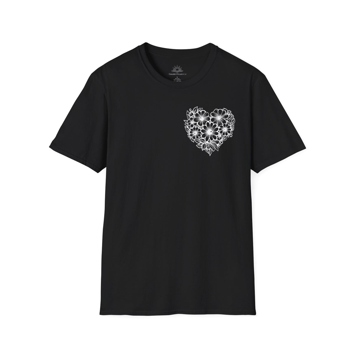 Bloom Kindly Floral Heart T-Shirt – Daisy Line Art