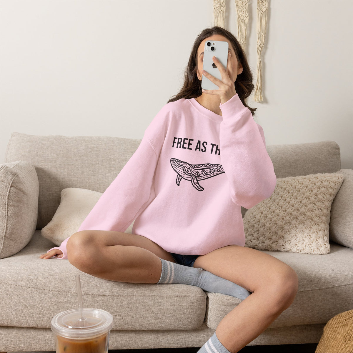 Free As The Sea Whale Sweatshirt – Tribal Ocean Design
