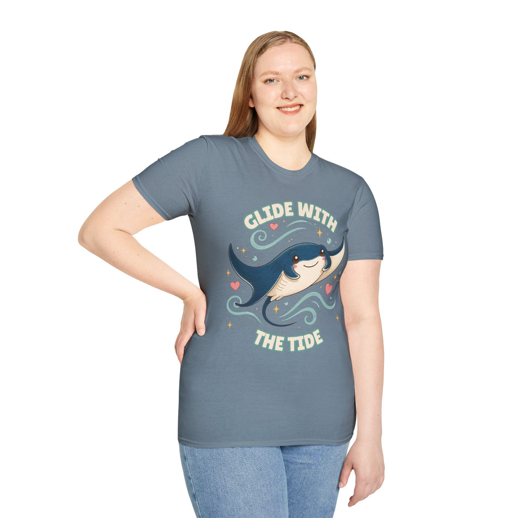 Manta Ray T-Shirt, Glide With the Tide Ocean Graphic