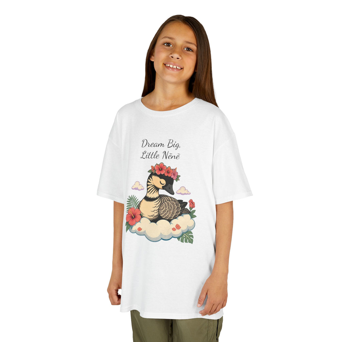 Kids Tee — “Dream Big Little Nēnē” Hawaiian Goose Graphic