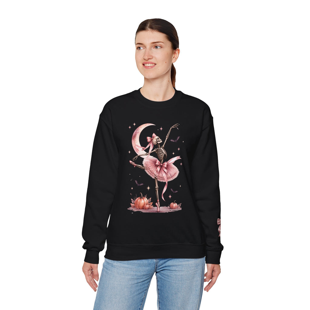 Skeleton Ballerina Ballet Dancer Sweatshirt | Halloween Pumpkin Moon