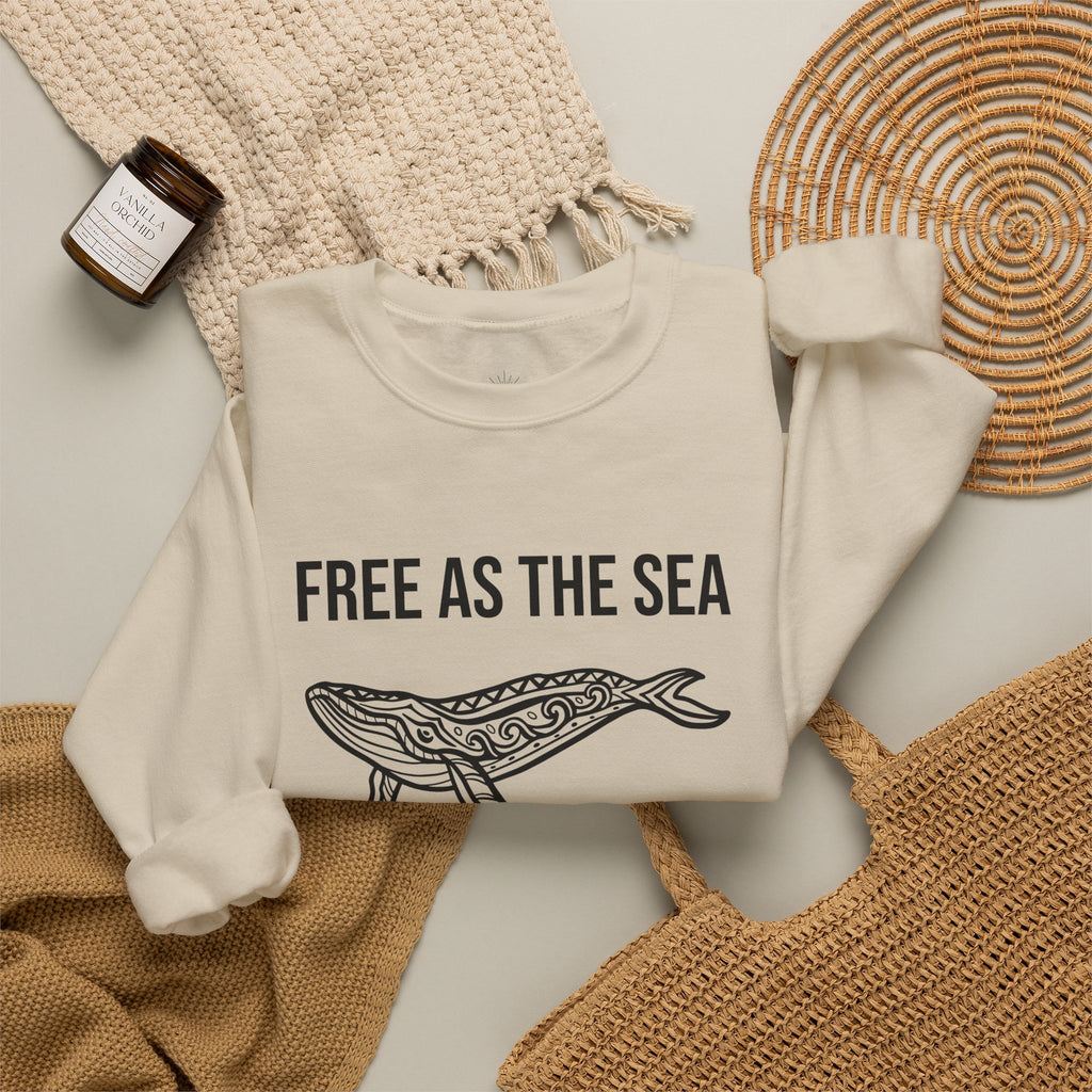 Free As The Sea Whale Sweatshirt – Tribal Ocean Design