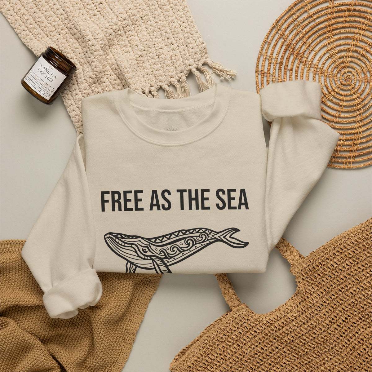Free As The Sea Whale Sweatshirt – Tribal Ocean Design