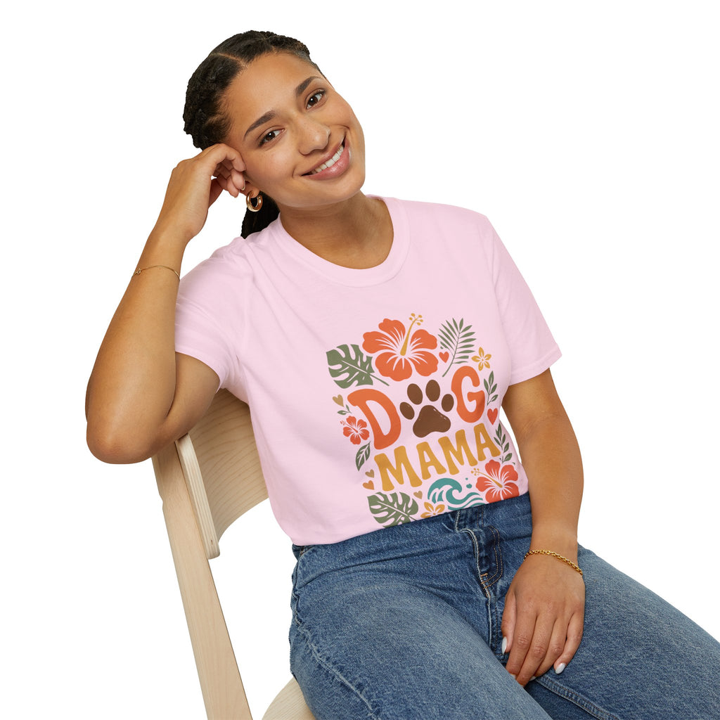 “DOG MAMA” Floral Paw Print Tropical Tee