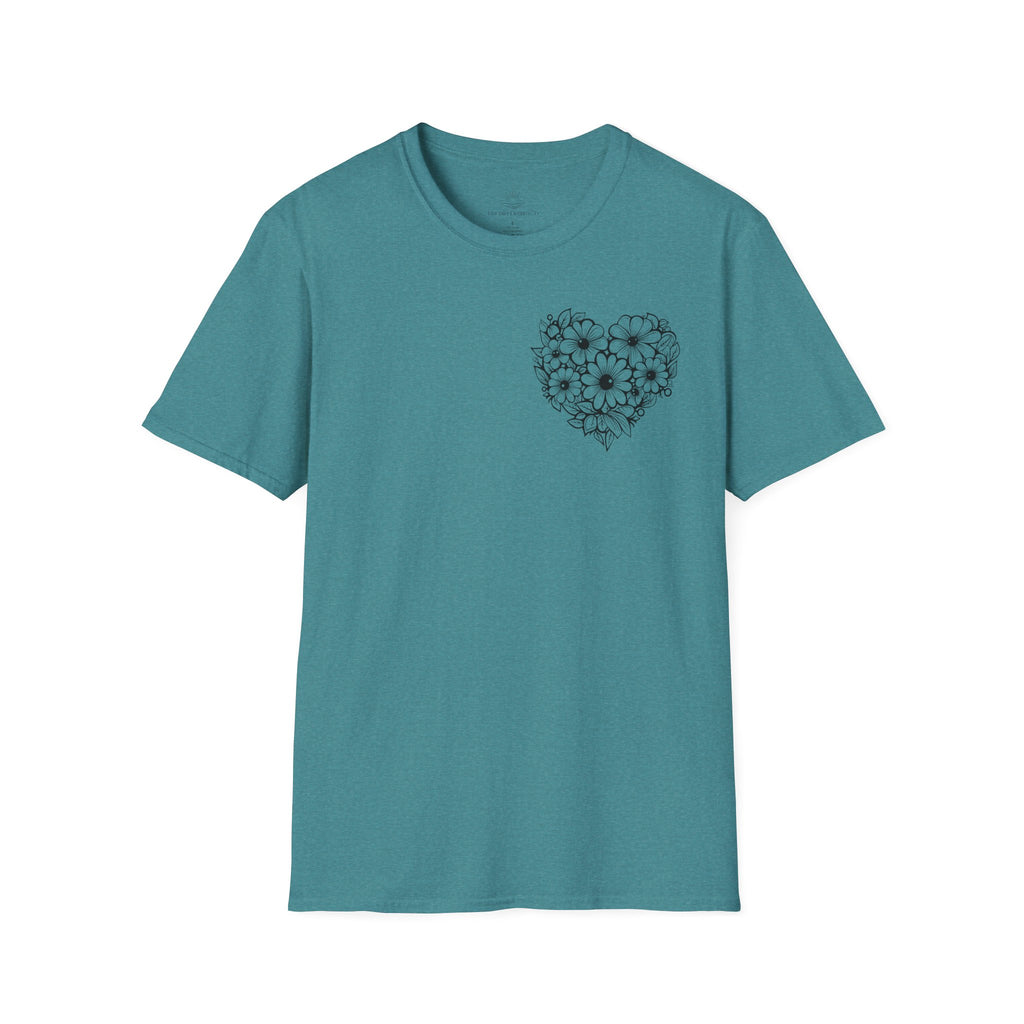 Bloom Kindly Floral Heart T-Shirt – Daisy Line Art