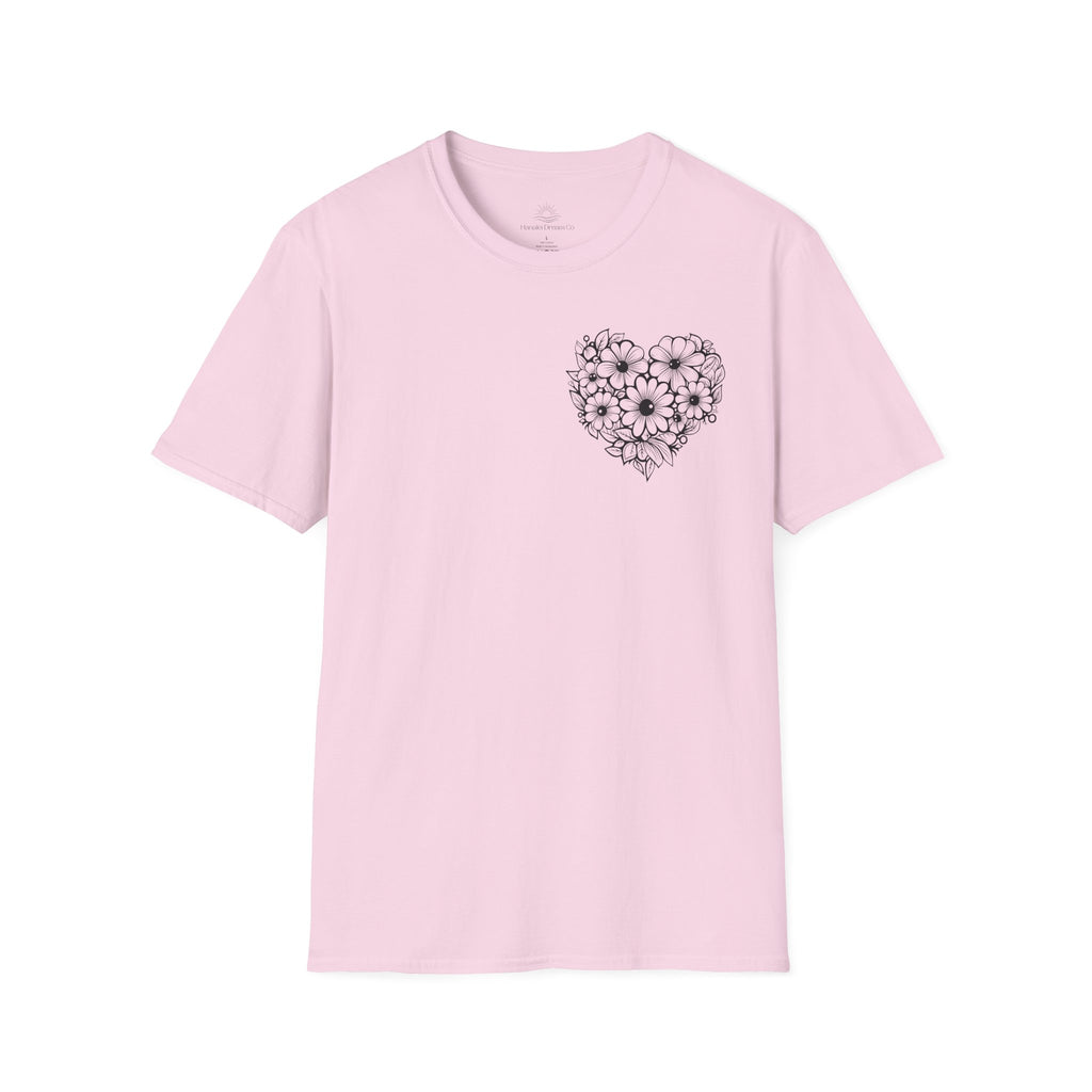 Bloom Kindly Floral Heart T-Shirt – Daisy Line Art