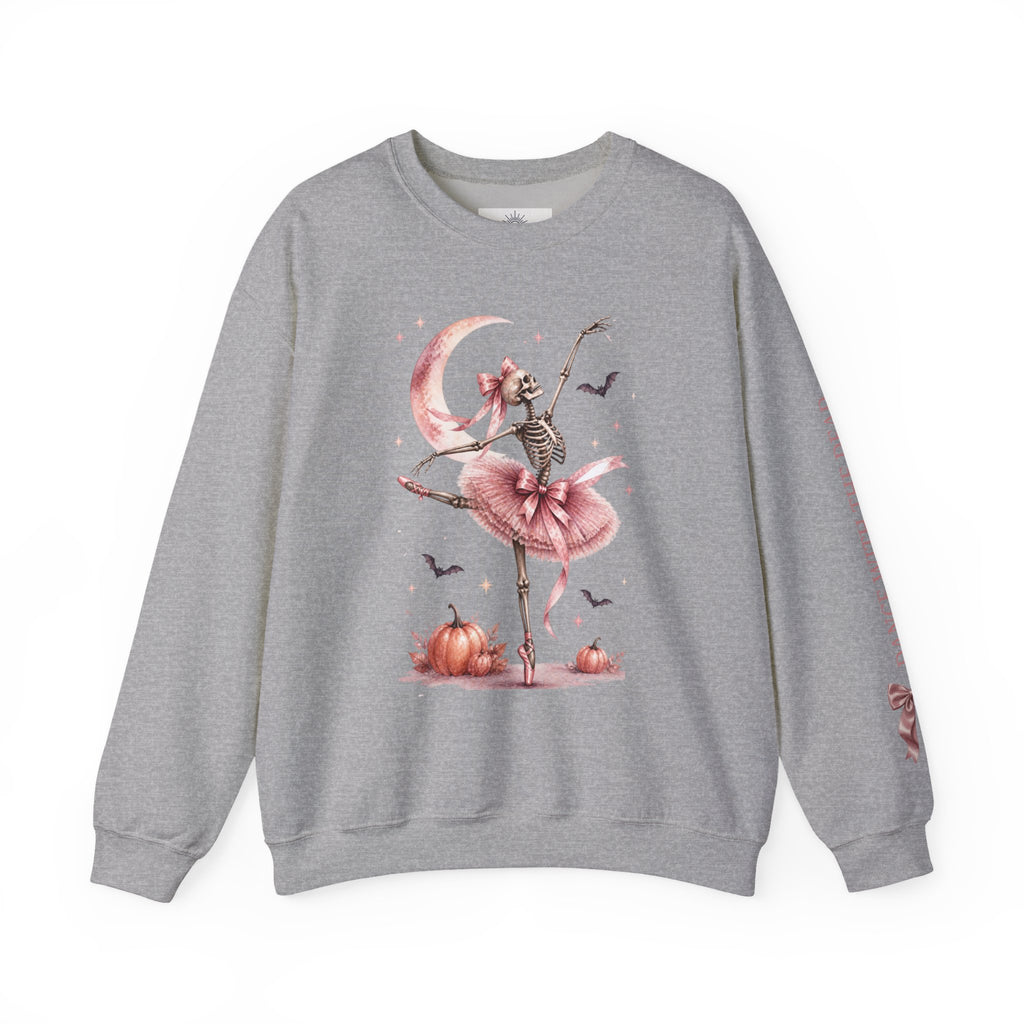 Skeleton Ballerina Ballet Dancer Sweatshirt | Halloween Pumpkin Moon
