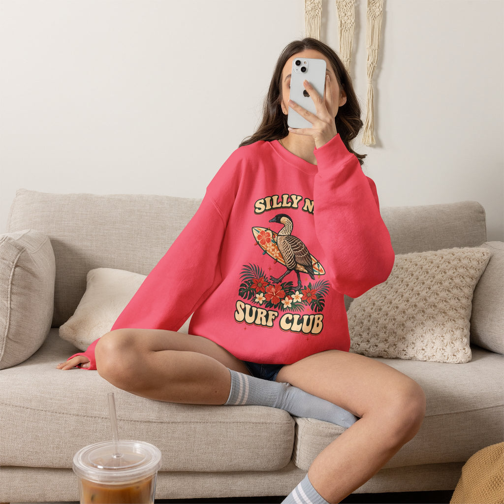 Silly Nēnē Surf Club Christmas Crewneck Sweatshirt – Hawaiian Goose Holiday Sweatshirt