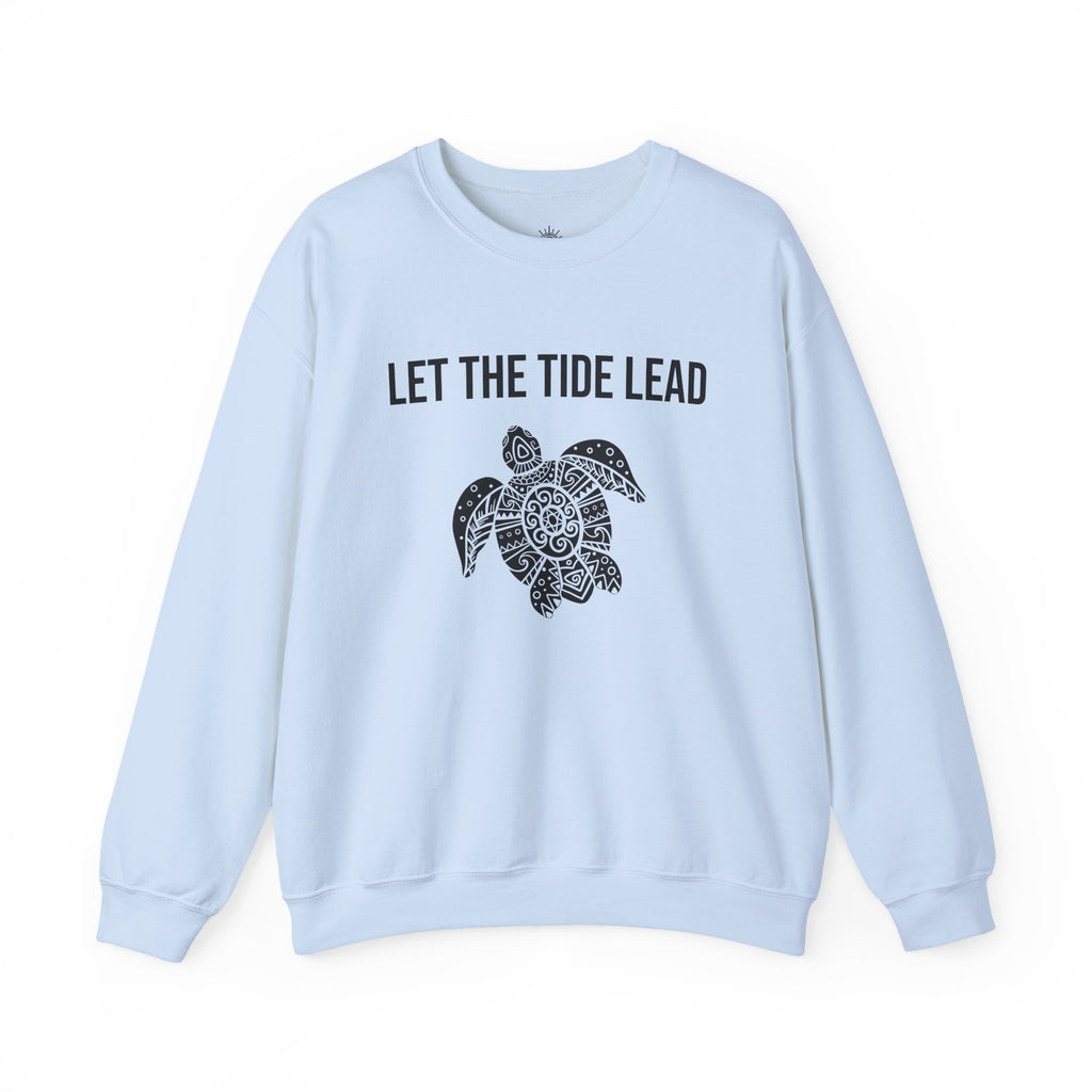 Turtle Crewneck Sweatshirt — "Let the Tide Lead" Coastal Graphic