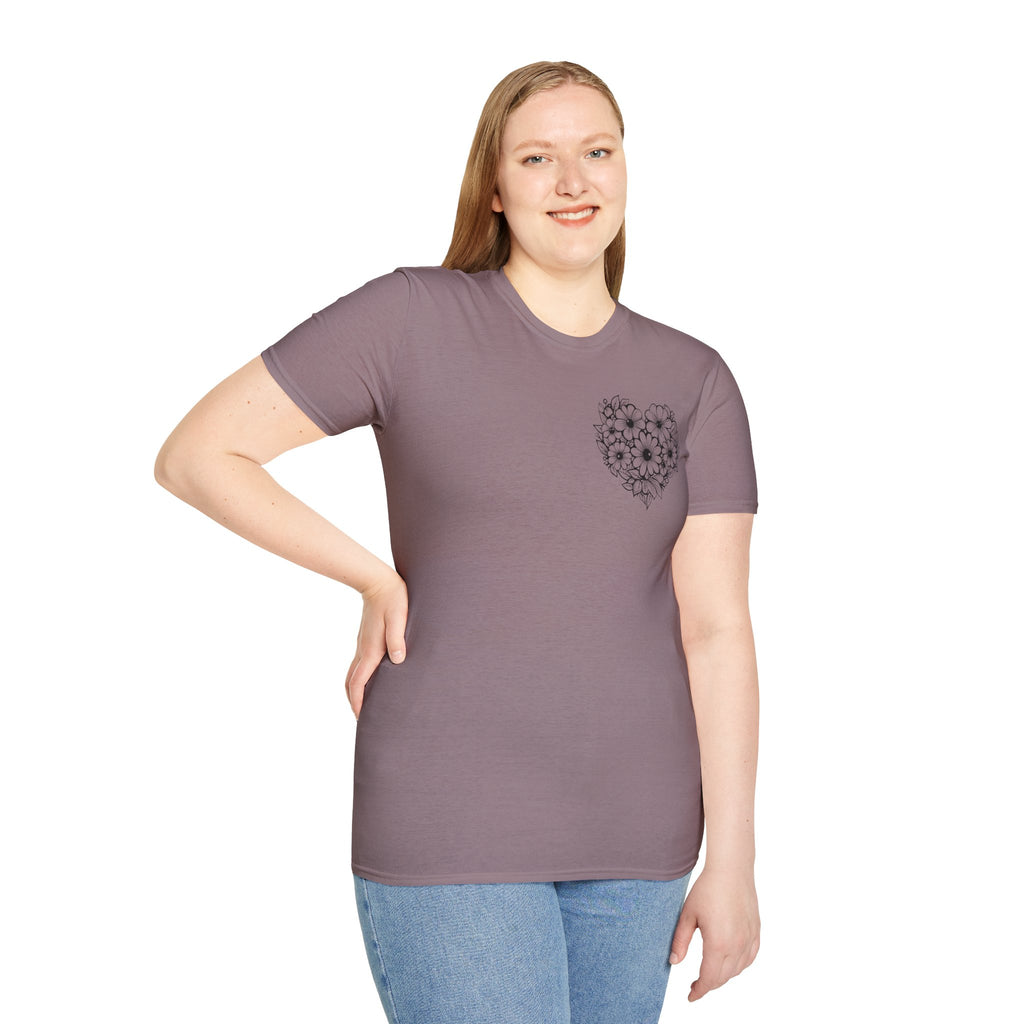 Bloom Kindly Floral Heart T-Shirt – Daisy Line Art