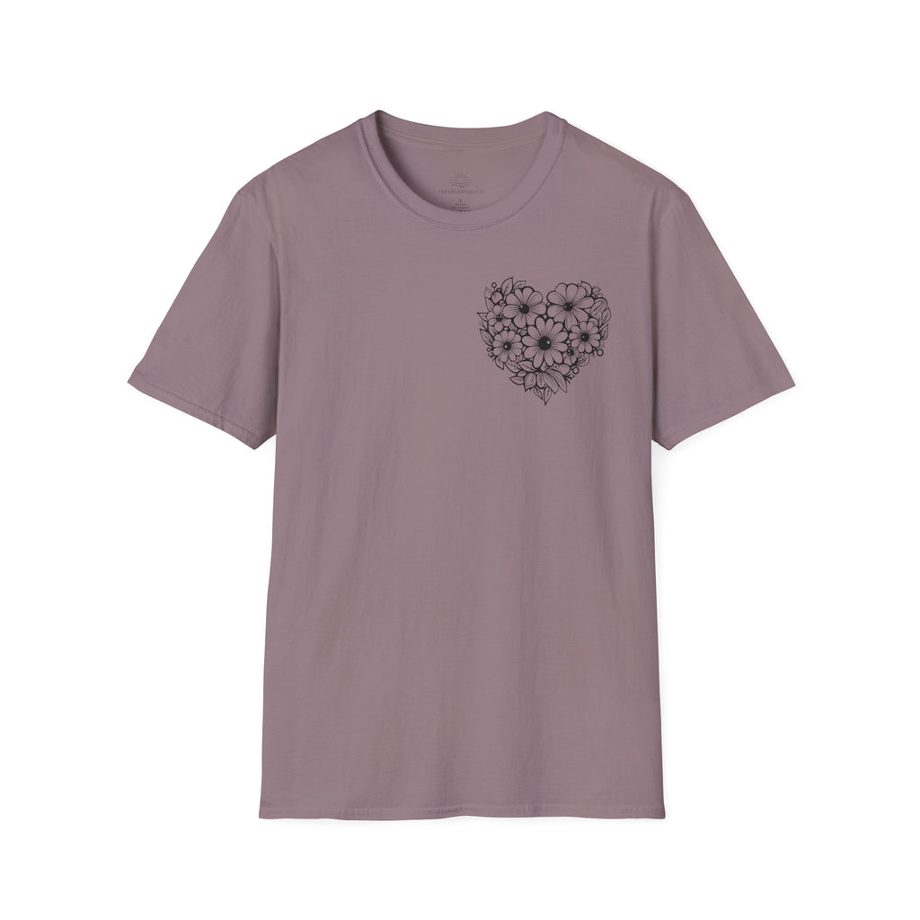 Bloom Kindly Floral Heart T-Shirt – Daisy Line Art
