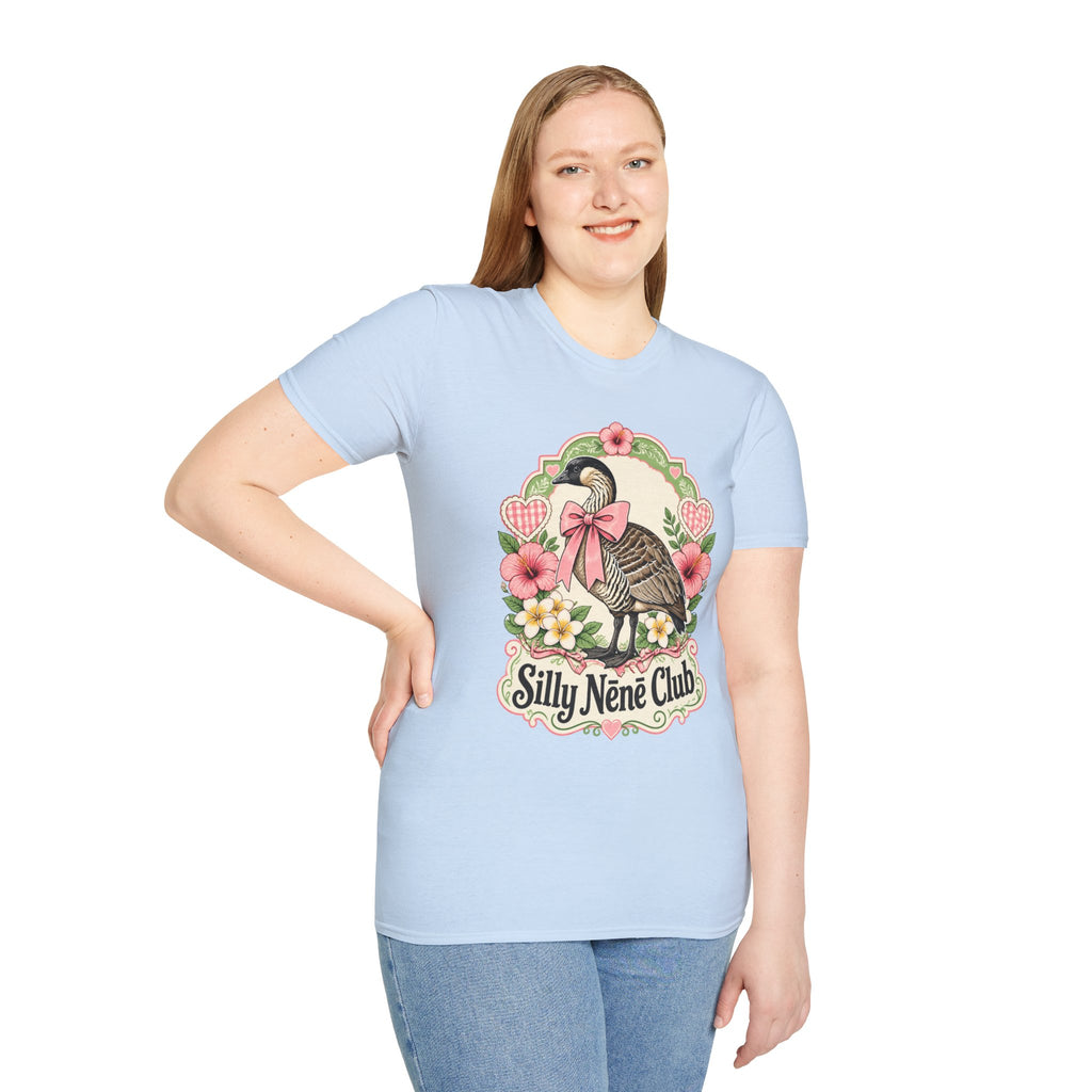 Silly Nēnē Club T-Shirt — Retro Hawaiian Goose Floral