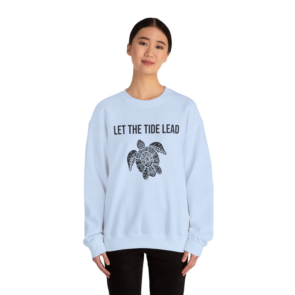 Turtle Crewneck Sweatshirt — "Let the Tide Lead" Coastal Graphic