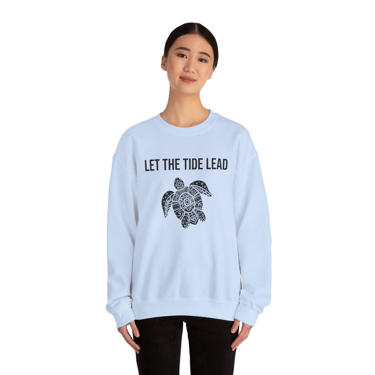 Turtle Crewneck Sweatshirt — "Let the Tide Lead" Coastal Graphic