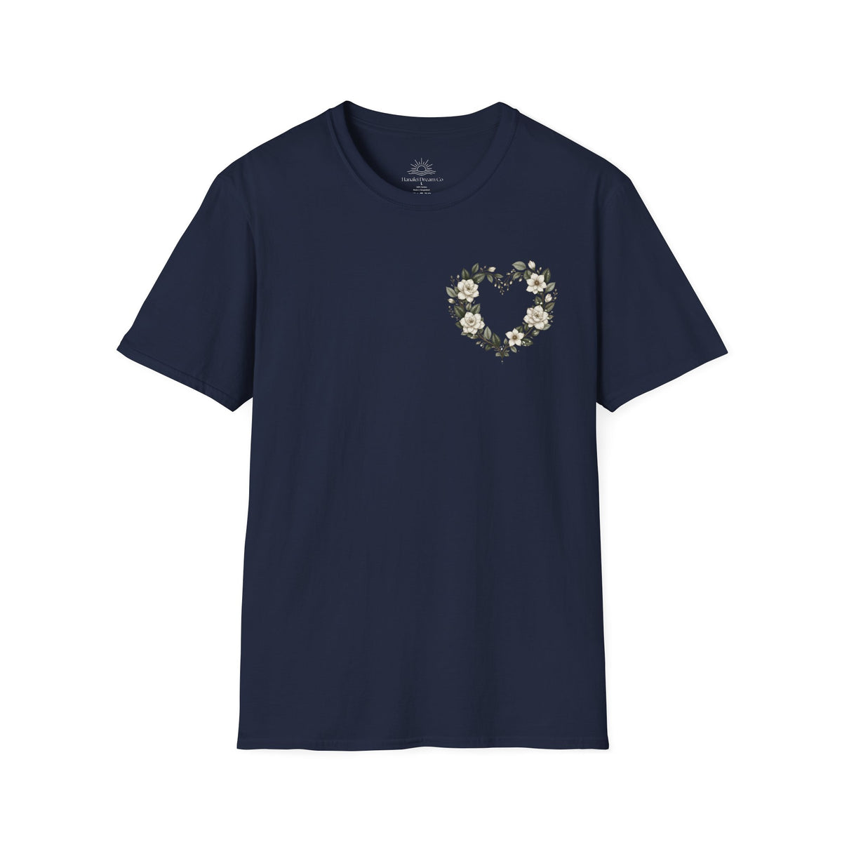 Gardenia Heart Floral Wreath T-Shirt – Botanical