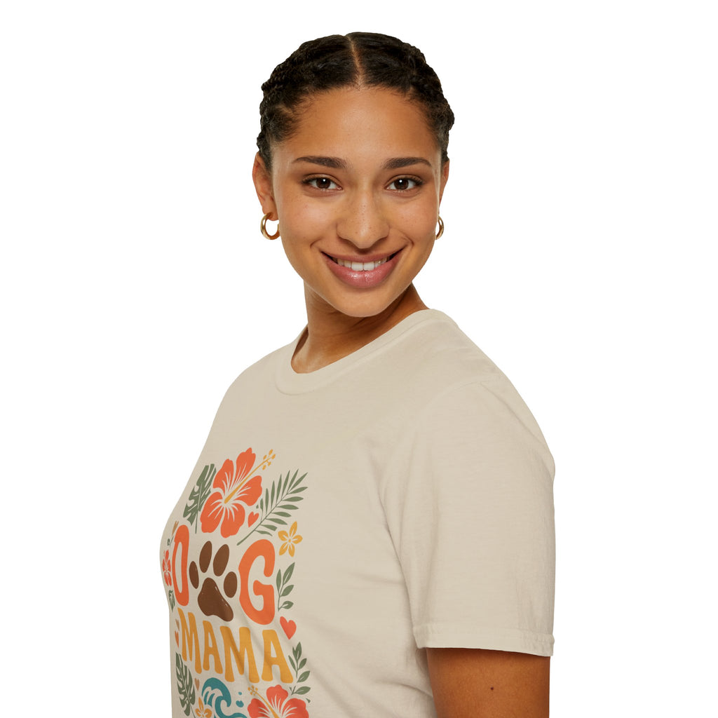 “DOG MAMA” Floral Paw Print Tropical Tee
