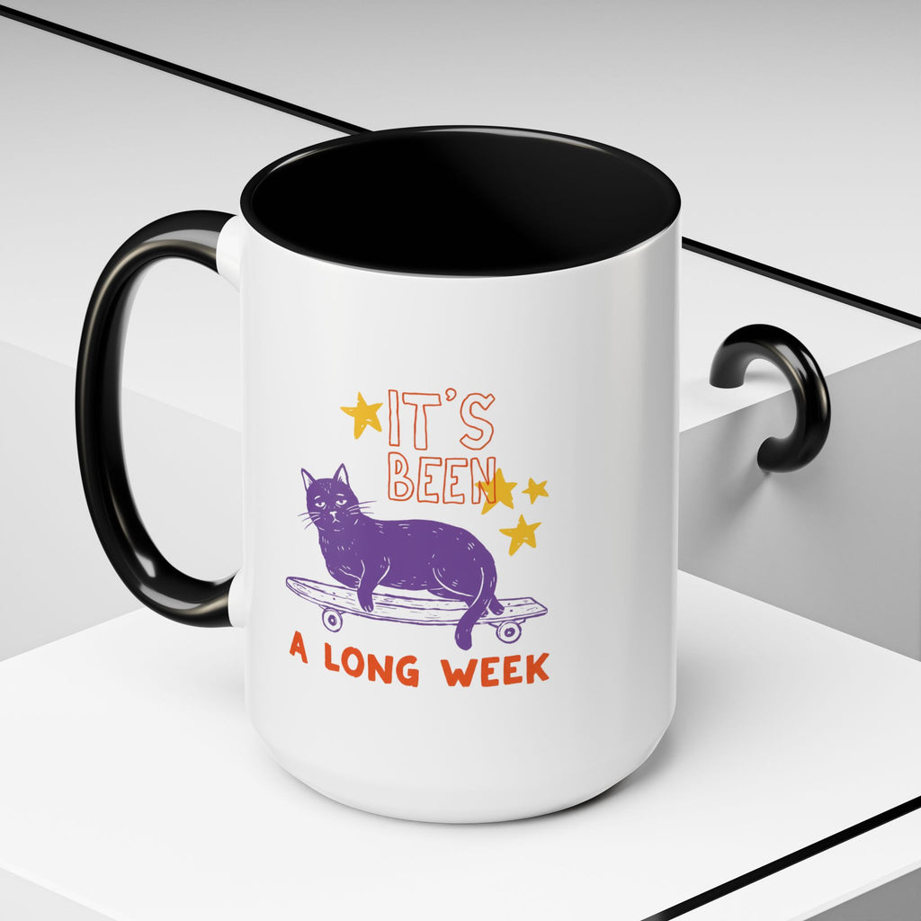 “It’s Been a Long Week” Cat on Skateboard Coffee Mug
