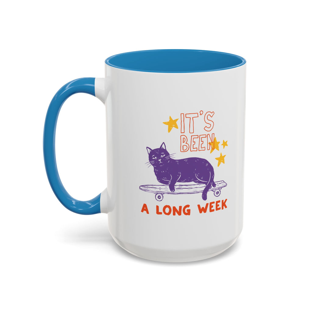 “It’s Been a Long Week” Cat on Skateboard Coffee Mug