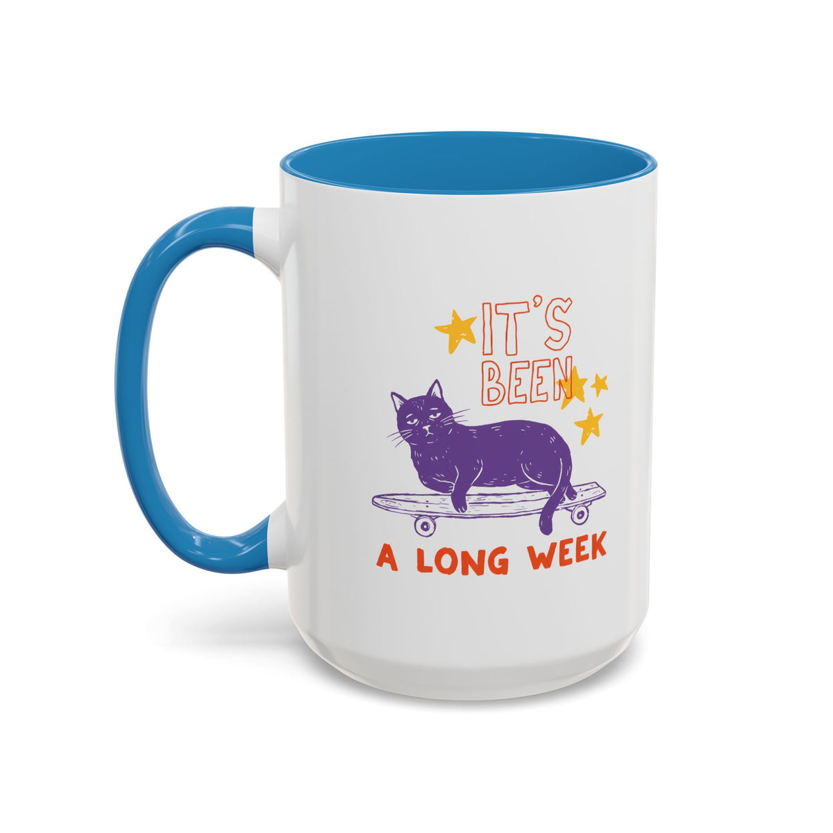 “It’s Been a Long Week” Cat on Skateboard Coffee Mug