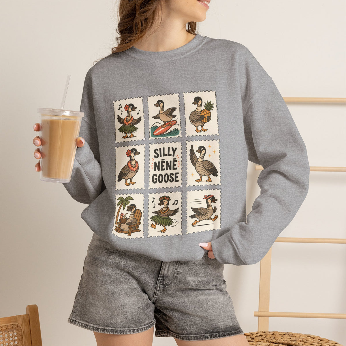Silly Nēnē Goose Stamp Crewneck – Vintage Hawaiian