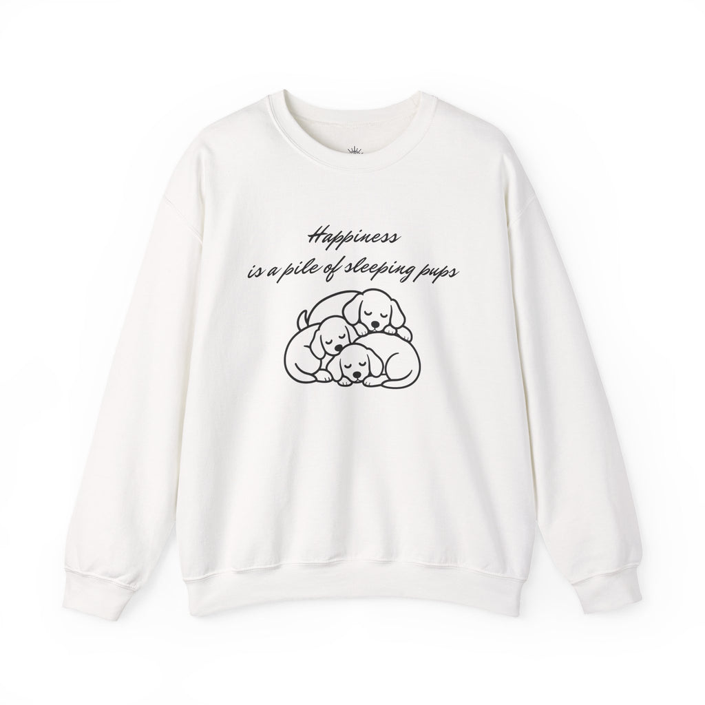 “Happiness Is a Pile of Sleeping Pups” Puppy Crewneck