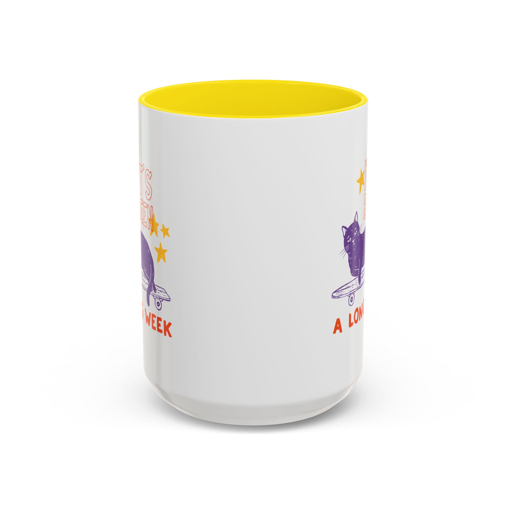 “It’s Been a Long Week” Cat on Skateboard Coffee Mug