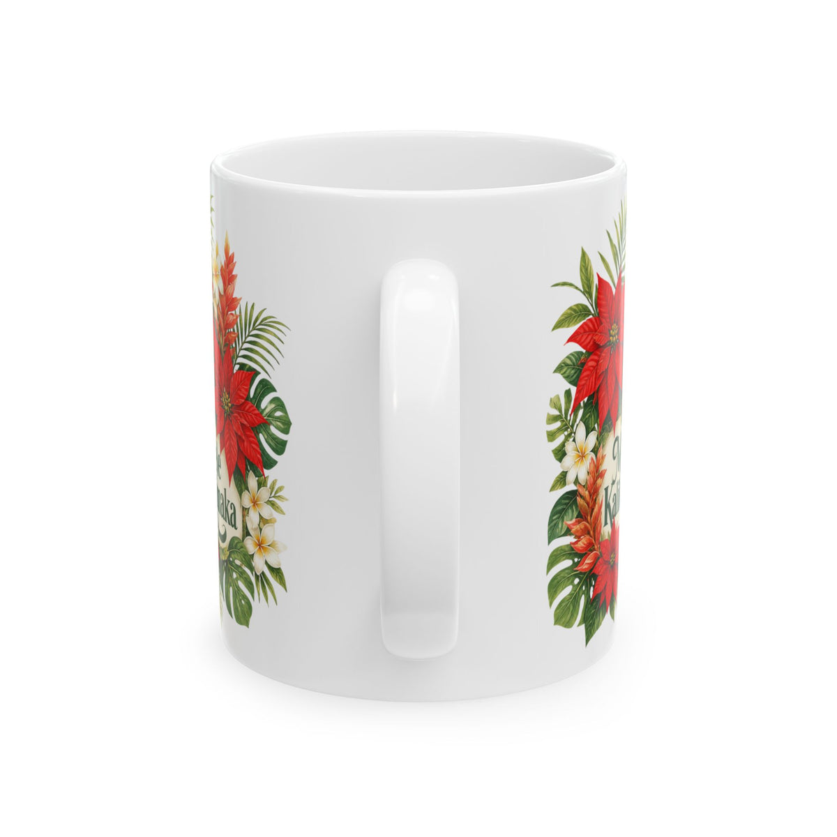 Tropical Poinsettia Holiday Mug – Floral Ceramic Cup