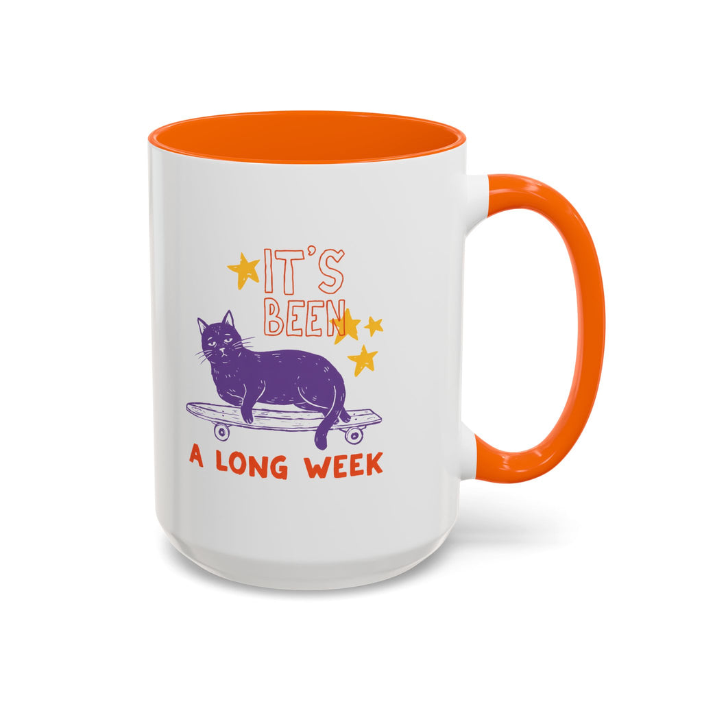 “It’s Been a Long Week” Cat on Skateboard Coffee Mug